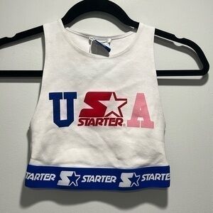 3/$30 _  ZARA x STARTER | USA Crop Top Medium White Red Blue Blogger - small